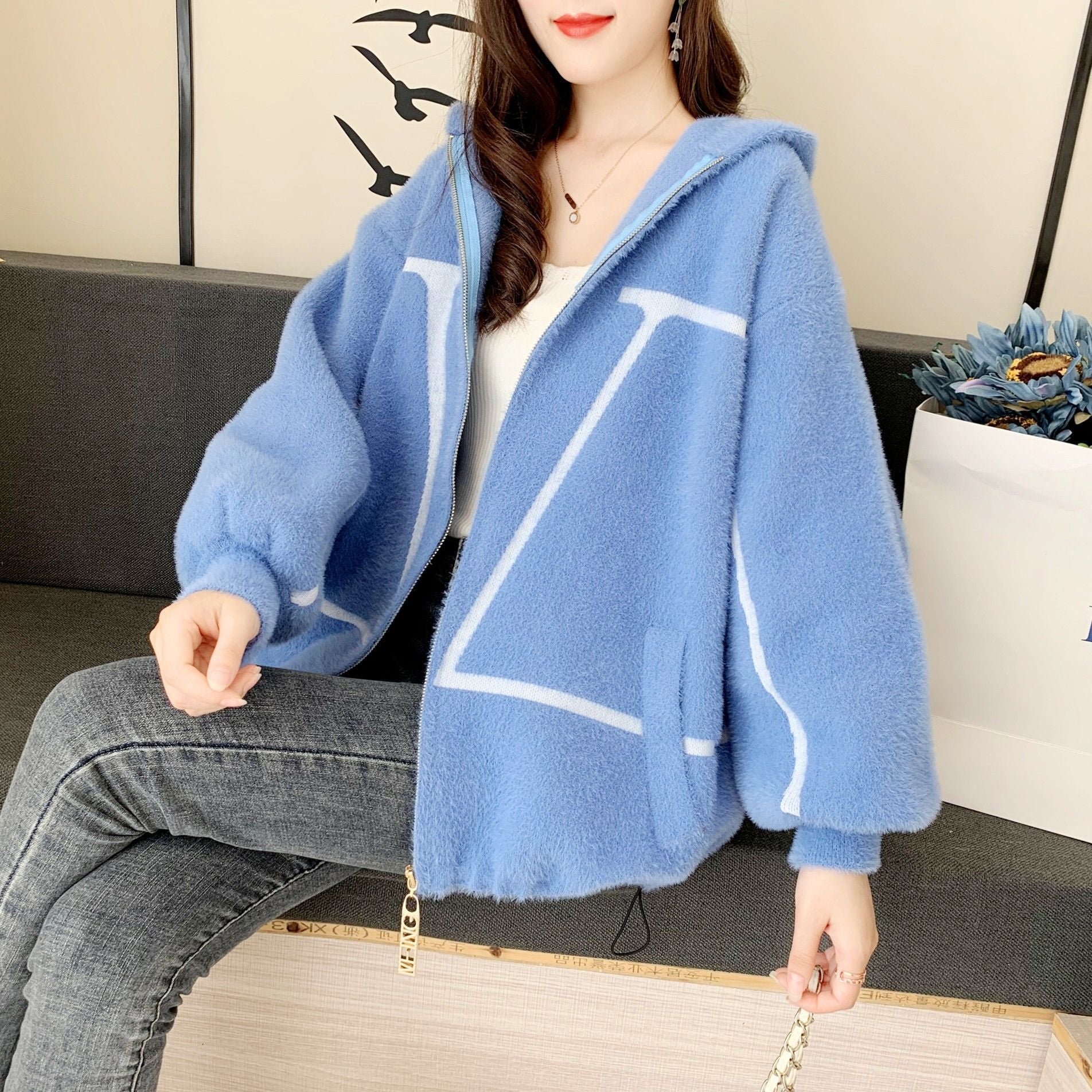 Winter Coat for Women Korean Style Loose Faux Mink Jacket-Veeddydropshipping