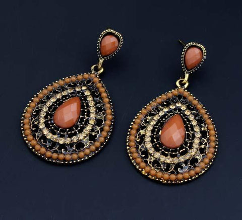 Dangle Vintage Red Big Crystal Drop Earrings Wedding Earrings Jewelry-JW01441-Veeddydropshipping