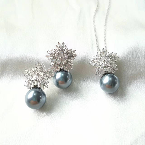 Classic Fashion  Zircon Pearl Earrings Necklaces Jewelry Sets   -JW00365-Veeddydropshipping