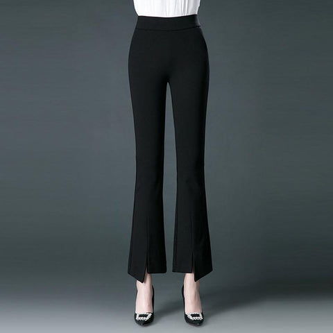Women Elasticity Bell Bottom Pants High Waist Flare Pants-WF00485-Veeddydropshipping
