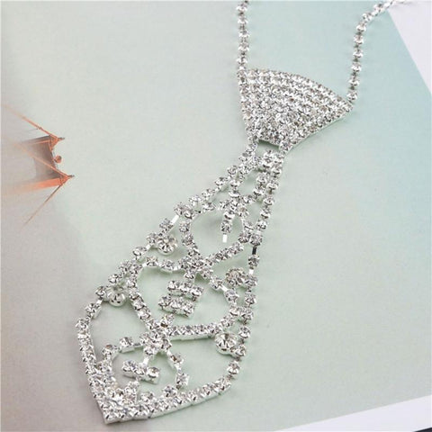 Women Sexy Glitter Rhinestone Necktie-WF01168-Veeddydropshipping