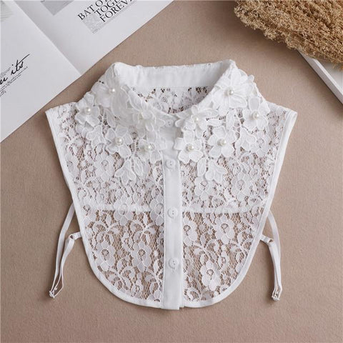 Lace Ladies Front Tie Fake Collar-WF01138-Veeddydropshipping