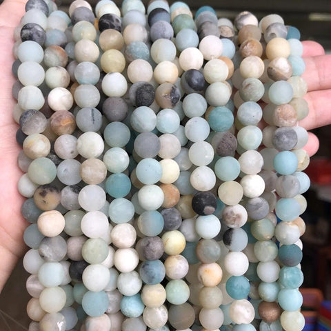 Natural Stone Matte Round Beads for Jewelry Making  Perles-JW01498-Veeddydropshipping