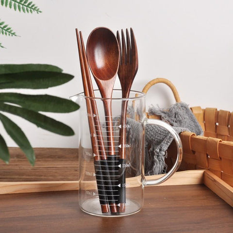 Tableware Fork Chopsticks Spoon Wooden Solid-HA01326-Veeddydropshipping
