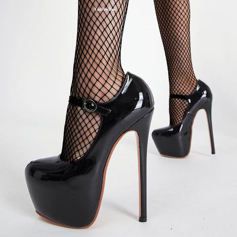 Platform Stiletto Women Sandals Ankle Strap High Heels Patent-BS00880-Veeddydropshipping