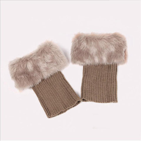 Women Crochet Faux Fur Trim Leg Boot Socks-WF01241-Veeddydropshipping