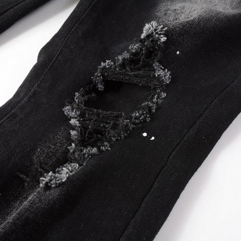 Fashion Style Slim Fit Painted Cut The Knee-MF00664-Veeddydropshipping