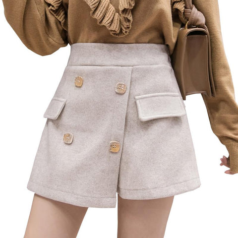 Women High Waist Woolen Mini Skirts-Veeddydropshipping