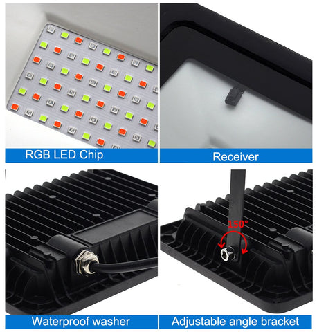 RGB Led Floodlight 10W 30W 50W 100W AC220V Flood Light Outdoor Wall-TI00866-Veeddydropshipping