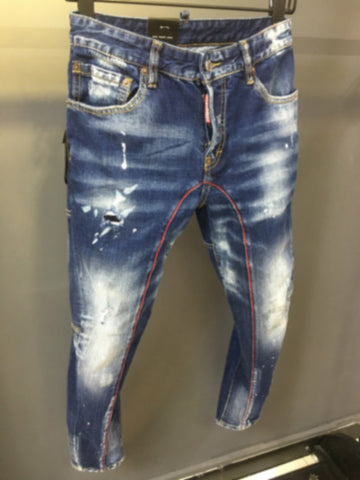 new D2 fashion men wash blue slim-fit wear-out-MF00623-Veeddydropshipping