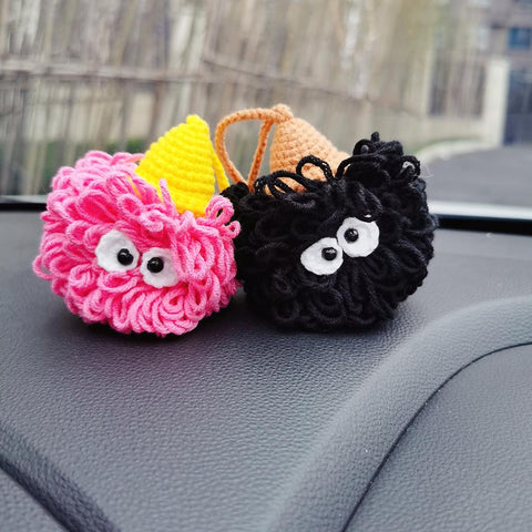 Cute Car Accessories Mirror Hanging Black Briquette Kawaii Flower-AM00054-Veeddydropshipping