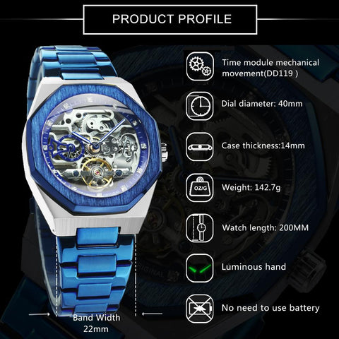 Mechanical Watch for Men Automatic Steel Strap -JW00698-Veeddydropshipping