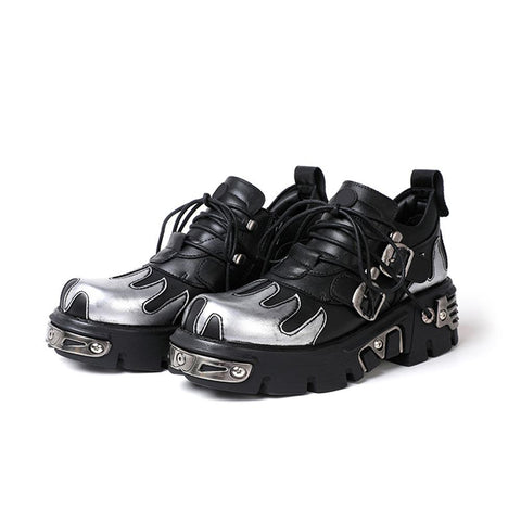 Carved Vintage Rock Shoes 2022 New Dark  Leather Shoes-BS00998-Veeddydropshipping