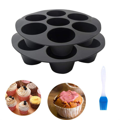 7 Cups Air Fryer Muffin Silicone Mold Round-HA01165-Veeddydropshipping