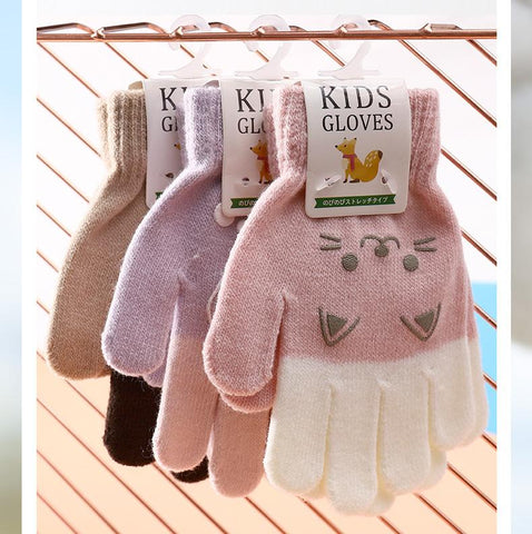 3-6 Year Baby Boy Girl Winter Gloves Cute Cartoon Bear Cat Glove-TB00734-Veeddydropshipping