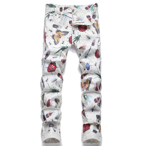 Spring Print Brand Jeans Men&#39;s Straight Moto-MF00559-Veeddydropshipping