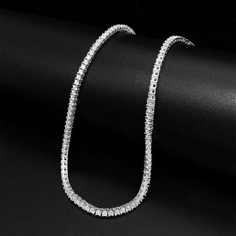 925 Silver Moissanite Chain tennis Necklace  Diamond Link Necklaces-JW00083-Veeddydropshipping