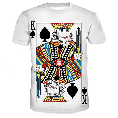 Card Print T Shirt Red Star K Poker-MF00122-Veeddydropshipping