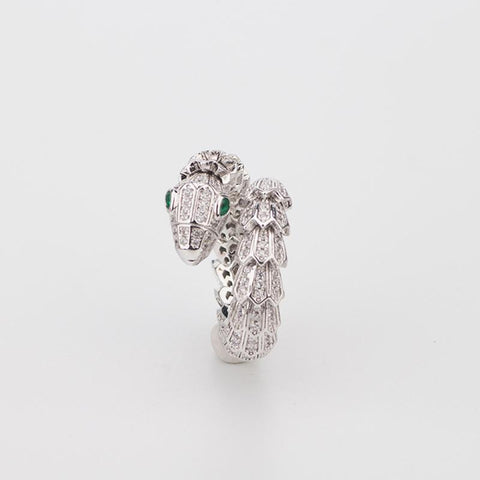 Snake Ring Adjustable Opening Winding Silver Color Zirconia Fashion   -JW00395-Veeddydropshipping