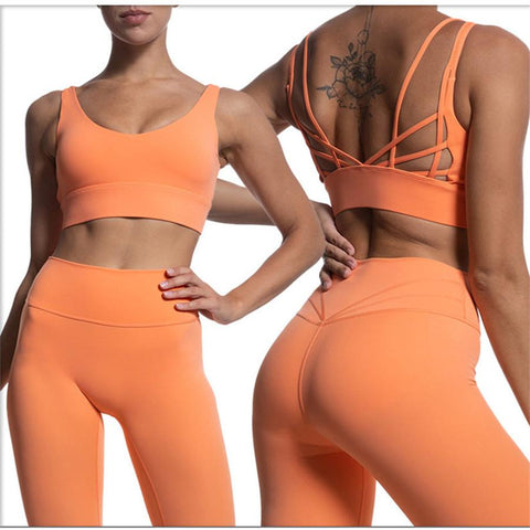 2023 Summer Butterfly Back Yoga Set Women Leggings Running Yoga Suits Sportswear -OS00794-Veeddydropshipping