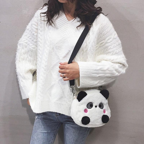 Cartoon Panda Cross Body Messenger Bag Plush Handbag Gift for-BS00300-Veeddydropshipping