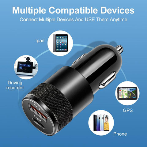 68W USB+PD Car Charger Fast Charging Phone Adapter-PA01134-Veeddydropshipping