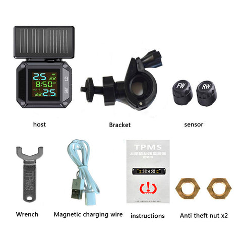 Solar Powered Waterproof Motorcycle TPMS Kit Wireless LCD Motor-AM00155-Veeddydropshipping