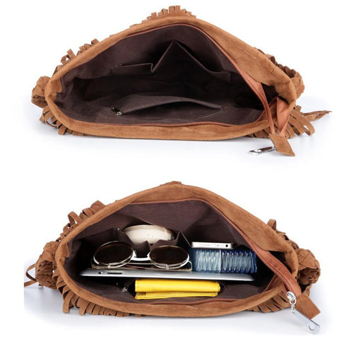 Shoulder Bag with Knitting Strap Soft Ethnic Style PU Messenger-BS00152-Veeddydropshipping