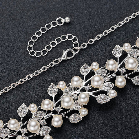 wedding jewelry Bridal Crystal Necklace Earring Sets  -JW00370-Veeddydropshipping