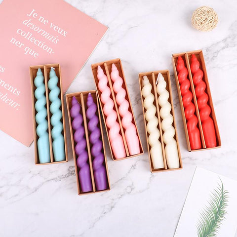 Spiral Decorative Taper Candles Home Decor-HA00355-Veeddydropshipping