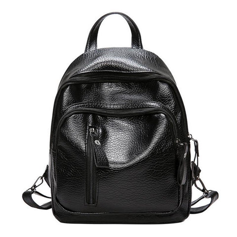 Leather Travel Shoulder Bag Black School Bag Girl Multifunctional-BS00243-Veeddydropshipping