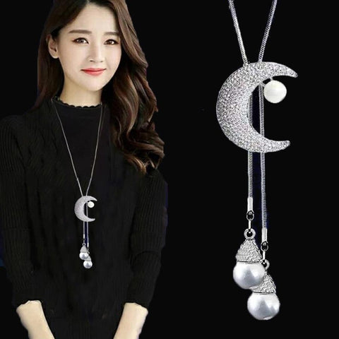 Crystal Zircon Sun Flower Sweater Chain Long Necklace Jewelry for Women-JW01338-Veeddydropshipping