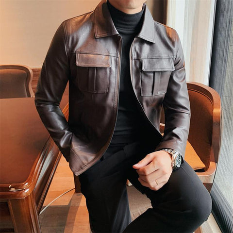 Leather Jacket Korean Version of The Slim Handsome-MF01369-Veeddydropshipping