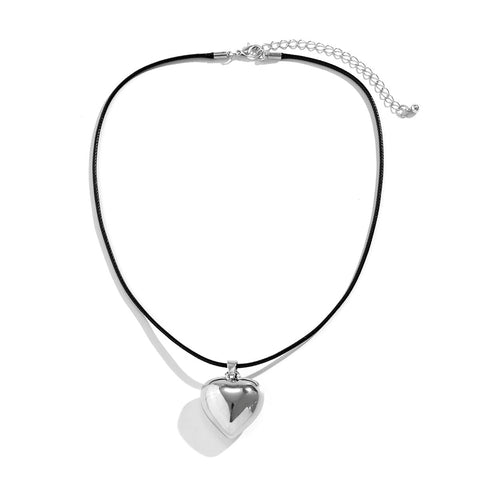 Leather ecklace for Women Simple Love Heart Pendant -JW01178-Veeddydropshipping