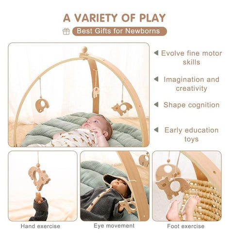1set Natural Wooden Baby Gym Triangular Curved Shape Detachable-TB00510-Veeddydropshipping