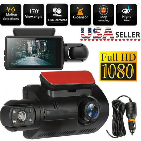 Car Driving Recorder Dual Camera HD Inside Front Rear Camera Wide Angel-AM00704-Veeddydropshipping