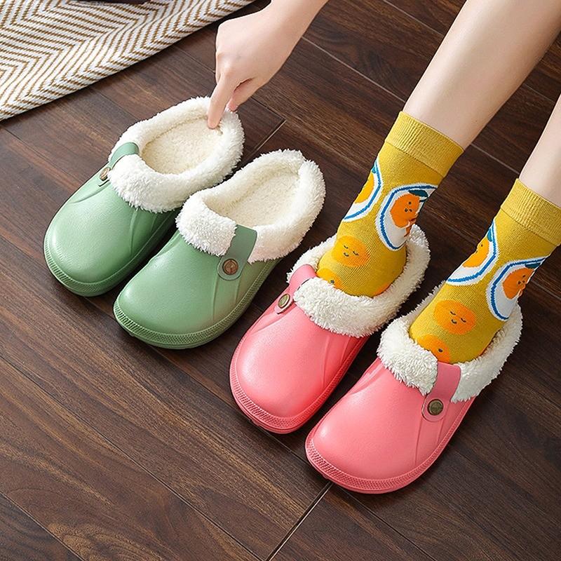 Shoes Soft Waterproof EVA Plush Slippers Female Clogs-BS01230-Veeddydropshipping