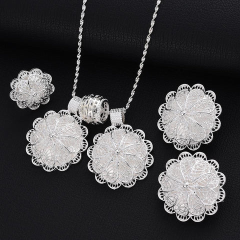 Fashion Silver Jewelry set chain earring 24k Gold Color -JW01342-Veeddydropshipping