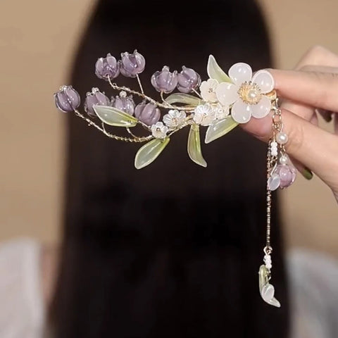 Purple Flower Hair Clips Vintage Butterfly Hairpins Pendant Hair -JW00543-Veeddydropshipping