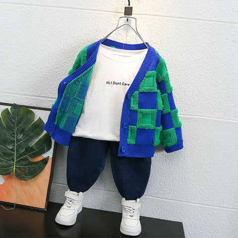 Boys Plaid Pattern Coat Kids Spring Autumn Outerwear-TB01178-Veeddydropshipping