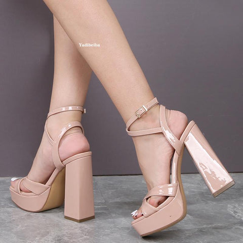 Platform Pumps Club Shoes Open Toe Women High Heels Office Ladies Dress-BS00815-Veeddydropshipping