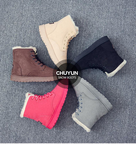 Snow Boots Female Boots Warm Lace Flat with Women-BS01002-Veeddydropshipping