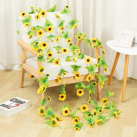 Sunflower Artificial Flowers Vine Fake Wedding Decoration-HA00720-Veeddydropshipping