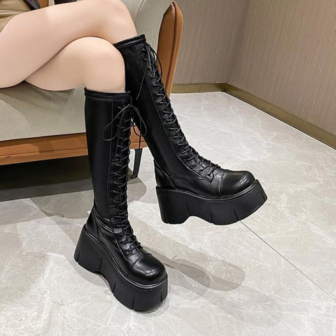 Woman Ankle Boots Soft Lace-up Ladies Chelsea Zipper-BS00930-Veeddydropshipping