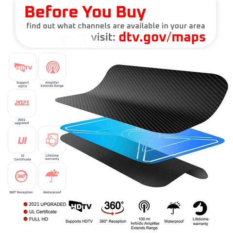 Miles Dvb T2 clear tv antenna with Amplifier 8K 4K Digital 1080P Booster-CE00826-Veeddydropshipping