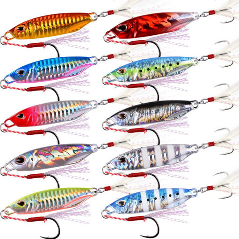 10PCS Metal Jig Fishing Lure Weights 10g-50g Trolling Hard Bait Bass Fishing Bait -OS00427-Veeddydropshipping