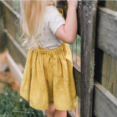 Summer Child Little Girls Suspender Skirt Plain Cotton-TB00890-Veeddydropshipping