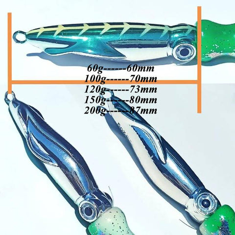 1PC Metal Head Octopus Skirt Fishing Jigging Lure 60g100g120g150g200g Artifial  -OS00499-Veeddydropshipping