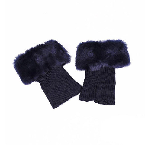 Women Crochet Faux Fur Trim Leg Boot Socks-WF01241-Veeddydropshipping