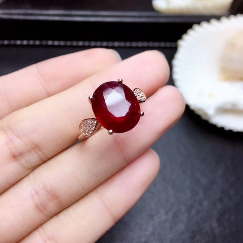 Pigeon Blood Ruby Gemstone Fashion Ring 925 Sterling Silver-JW00103-Veeddydropshipping